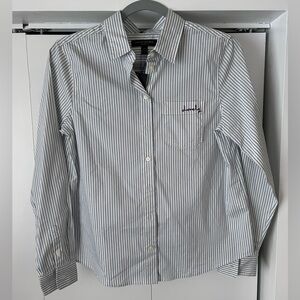 Banana Republic Quinn Boy Fit White and Blue Striped Button Down Shirt